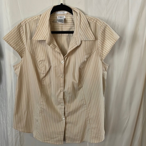 George Woman stretch 18/20W striped cap sleeve button up top - Picture 1 of 5